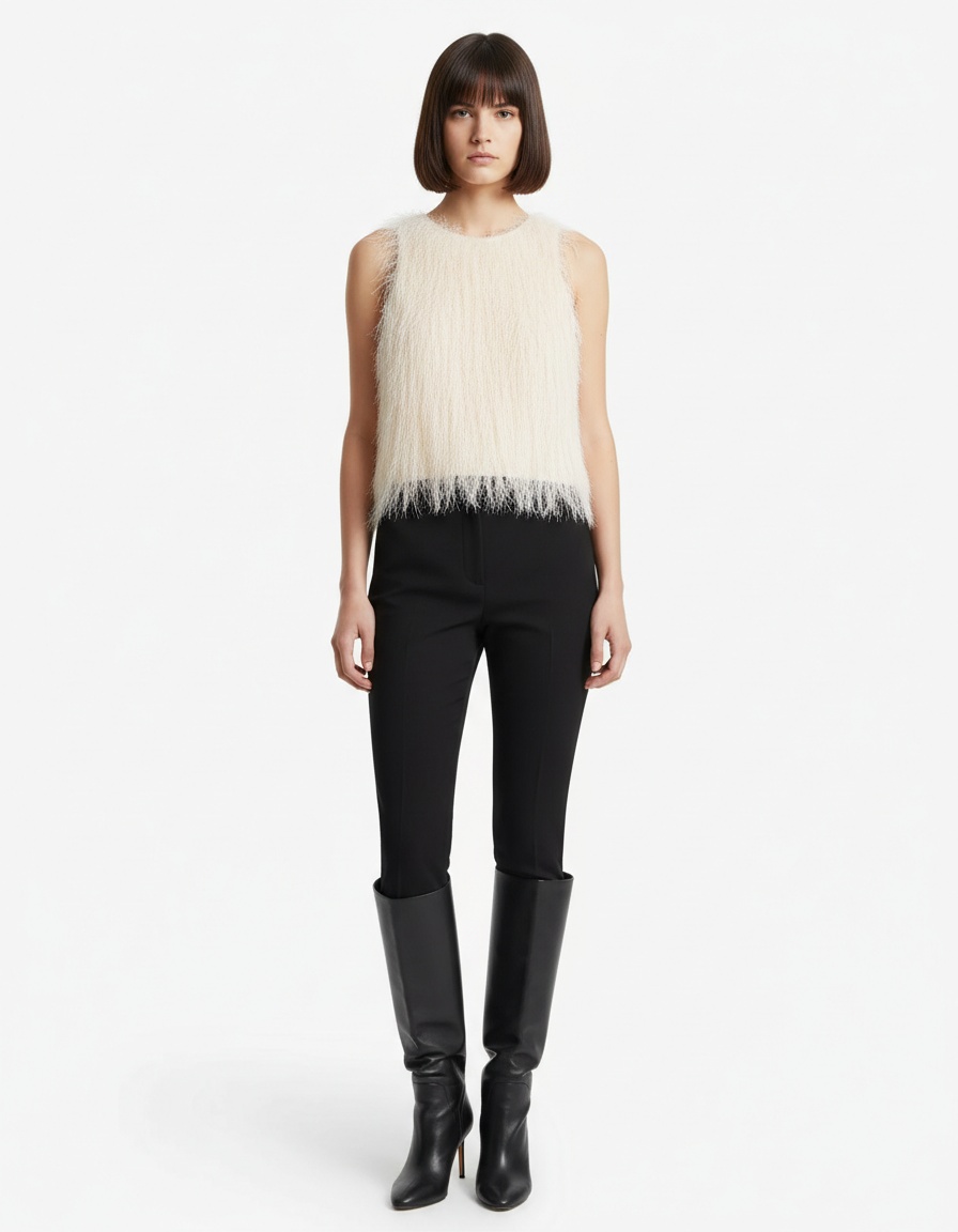 Top corto con frange - Stile chic europeo KUN-00101