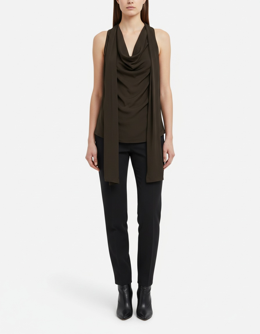 Camicetta in raso con nappina - Top in stile europeo KUN-00105