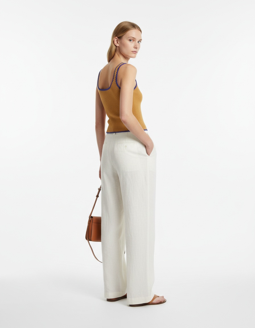 Maglia da donna a blocchi di colore ricamata KUN-00110