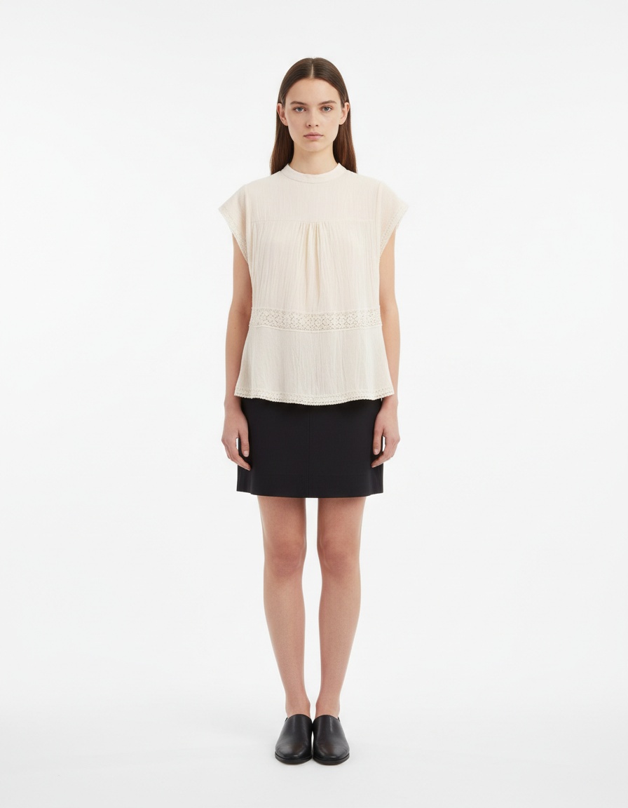 Top in pizzo all'uncinetto - Camicetta da vacanza in stile europeo KUN-00138