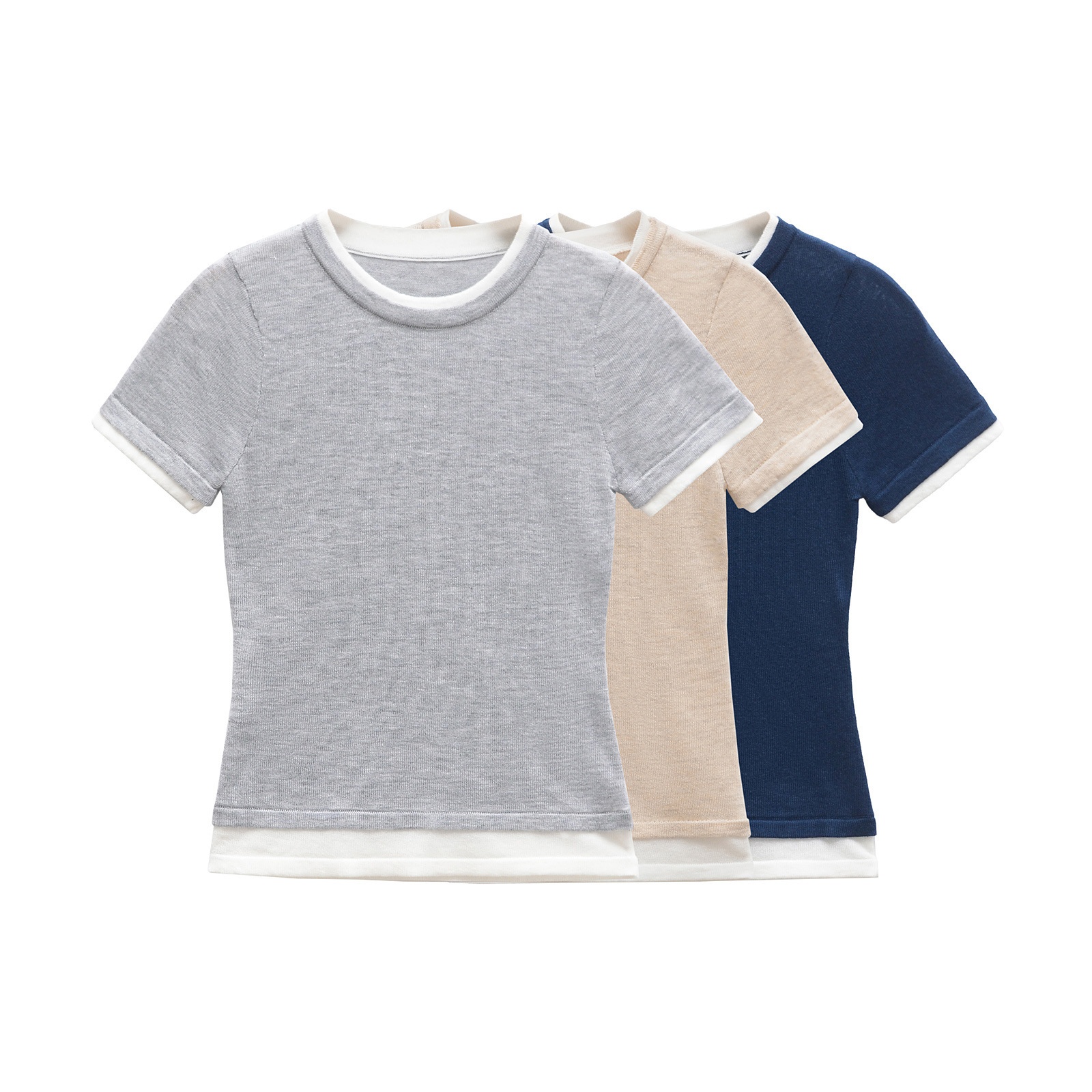 Women's Double Layer T-Shirt Classic Fashion Versatile KUN-00004