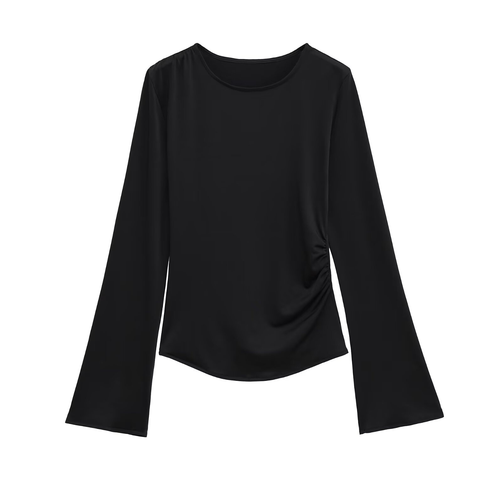 Women's Ruched Long Sleeve T-Shirt Versatile Fashion KUN-00007