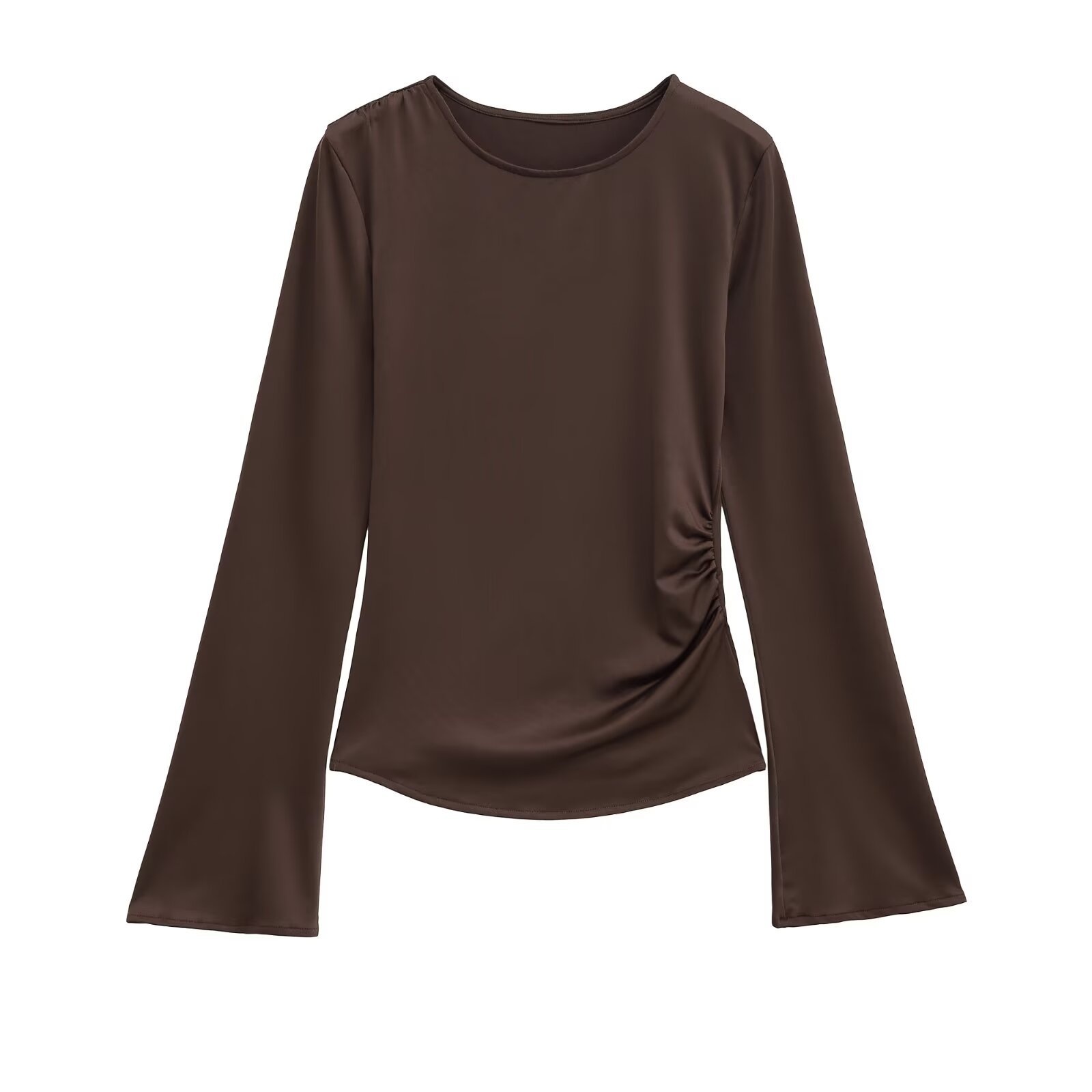 Women's Ruched Long Sleeve T-Shirt Versatile Fashion KUN-00007
