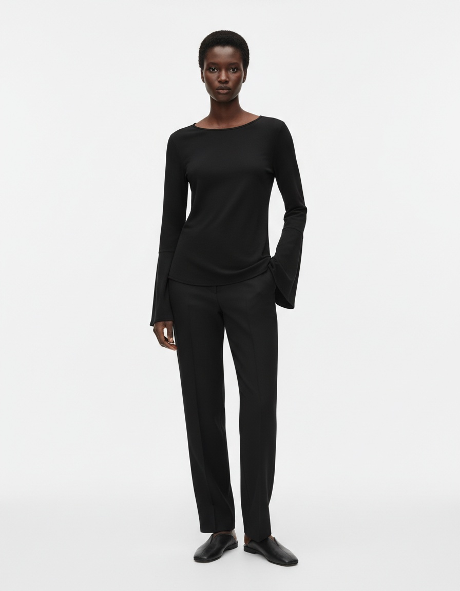 Women's Ruched Long Sleeve T-Shirt Versatile Fashion KUN-00007