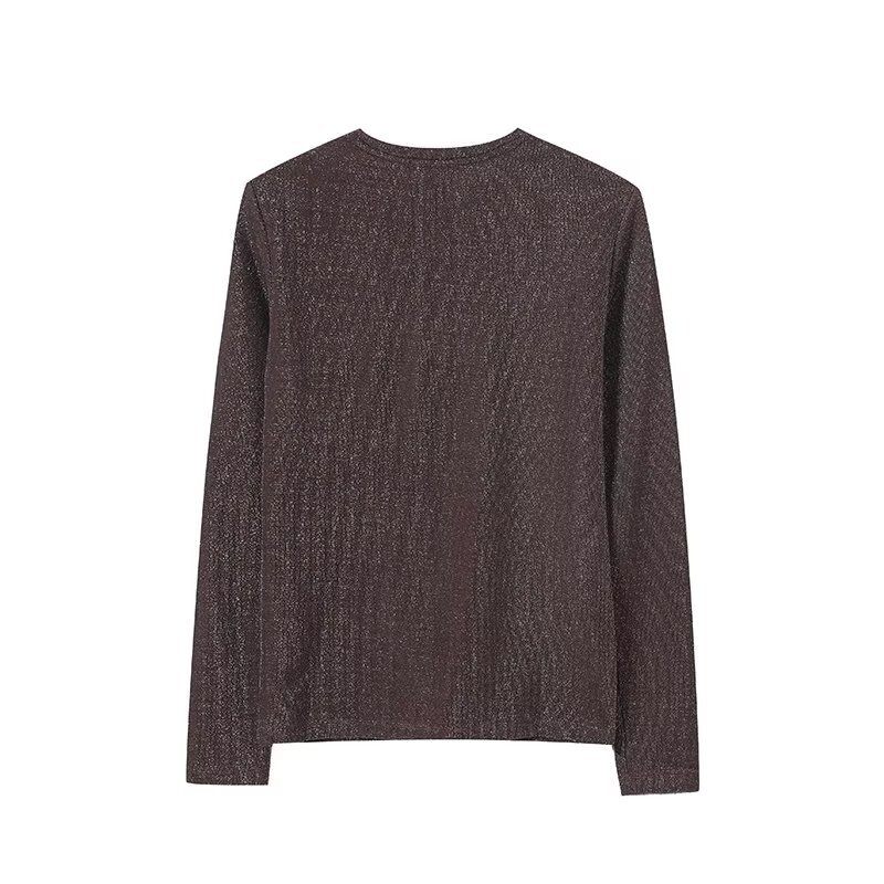 Women's Metallic Long Sleeve T-Shirt Slim Fit KUN-00009