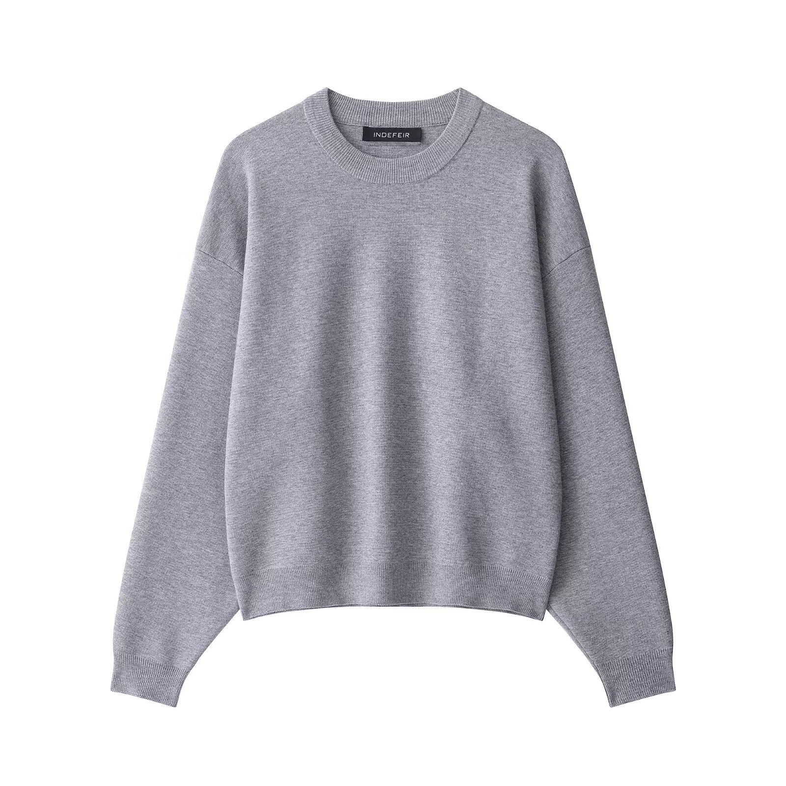 Ribbed Knit Sweatshirt - European Style Versatile Top KUN-00003