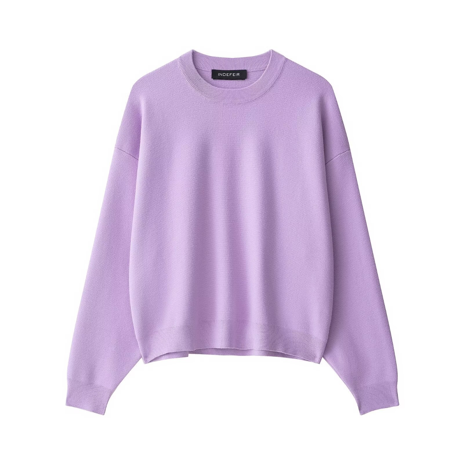 Ribbed Knit Sweatshirt - European Style Versatile Top KUN-00003