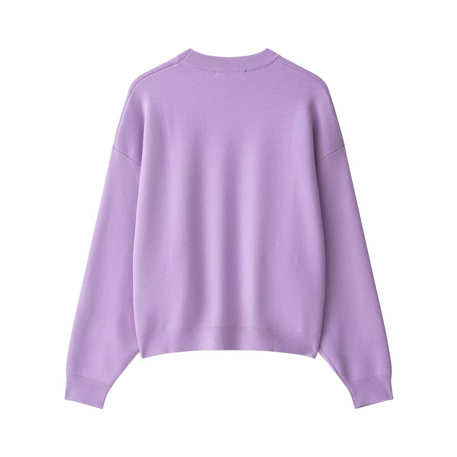Ribbed Knit Sweatshirt - European Style Versatile Top KUN-00003
