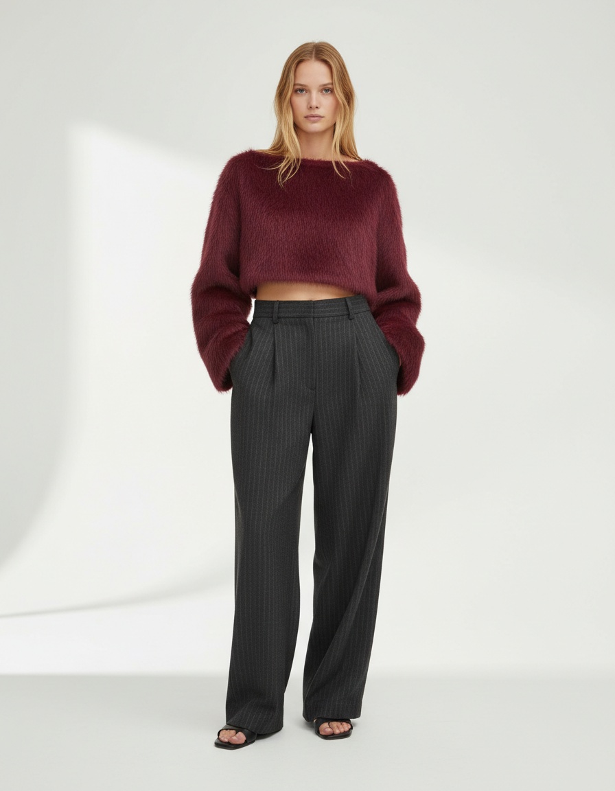 Faux Fur Sweatshirt - Trendy Casual European Style KUN-00015