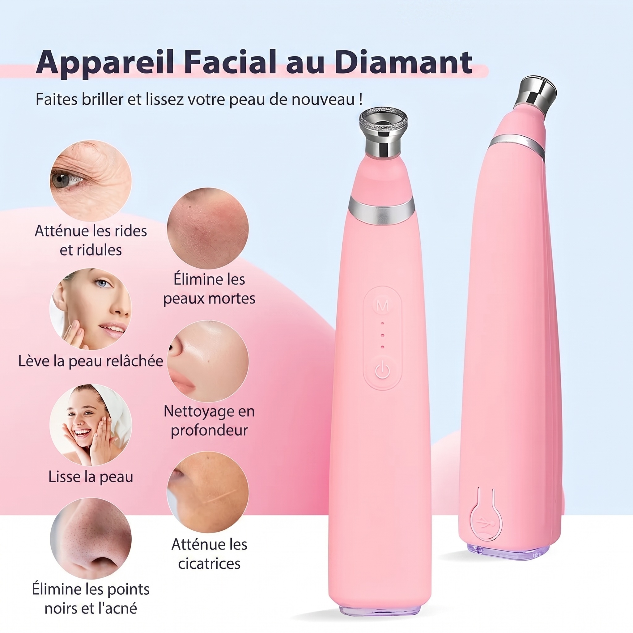 Appareil facial diamant | Microdermabrasion et éliminateur de points noirs