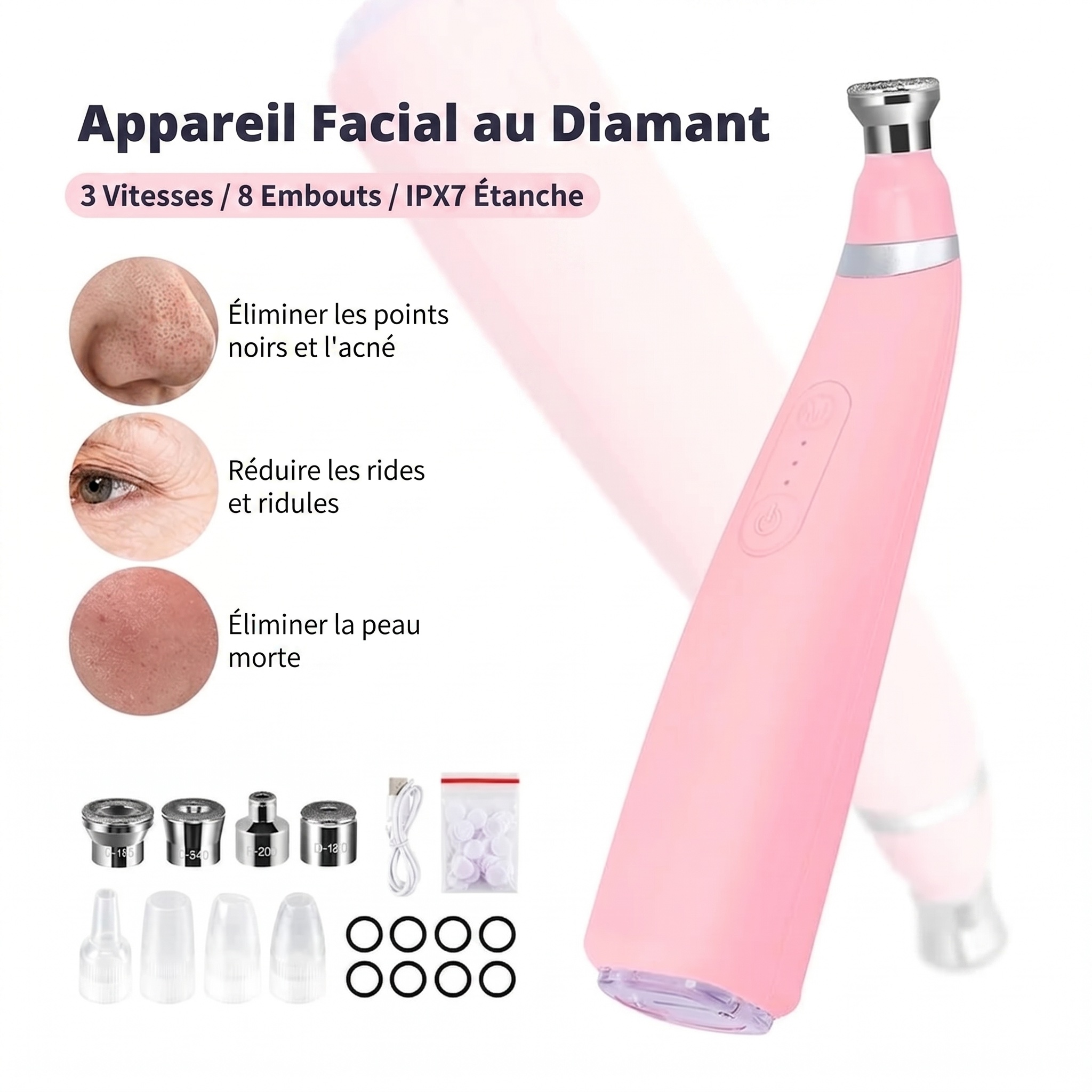 Appareil facial diamant | Microdermabrasion et éliminateur de points noirs