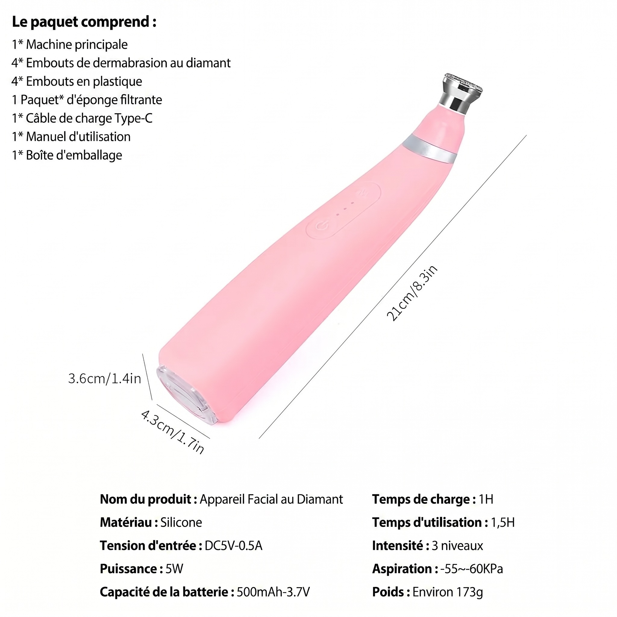 Appareil facial diamant | Microdermabrasion et éliminateur de points noirs