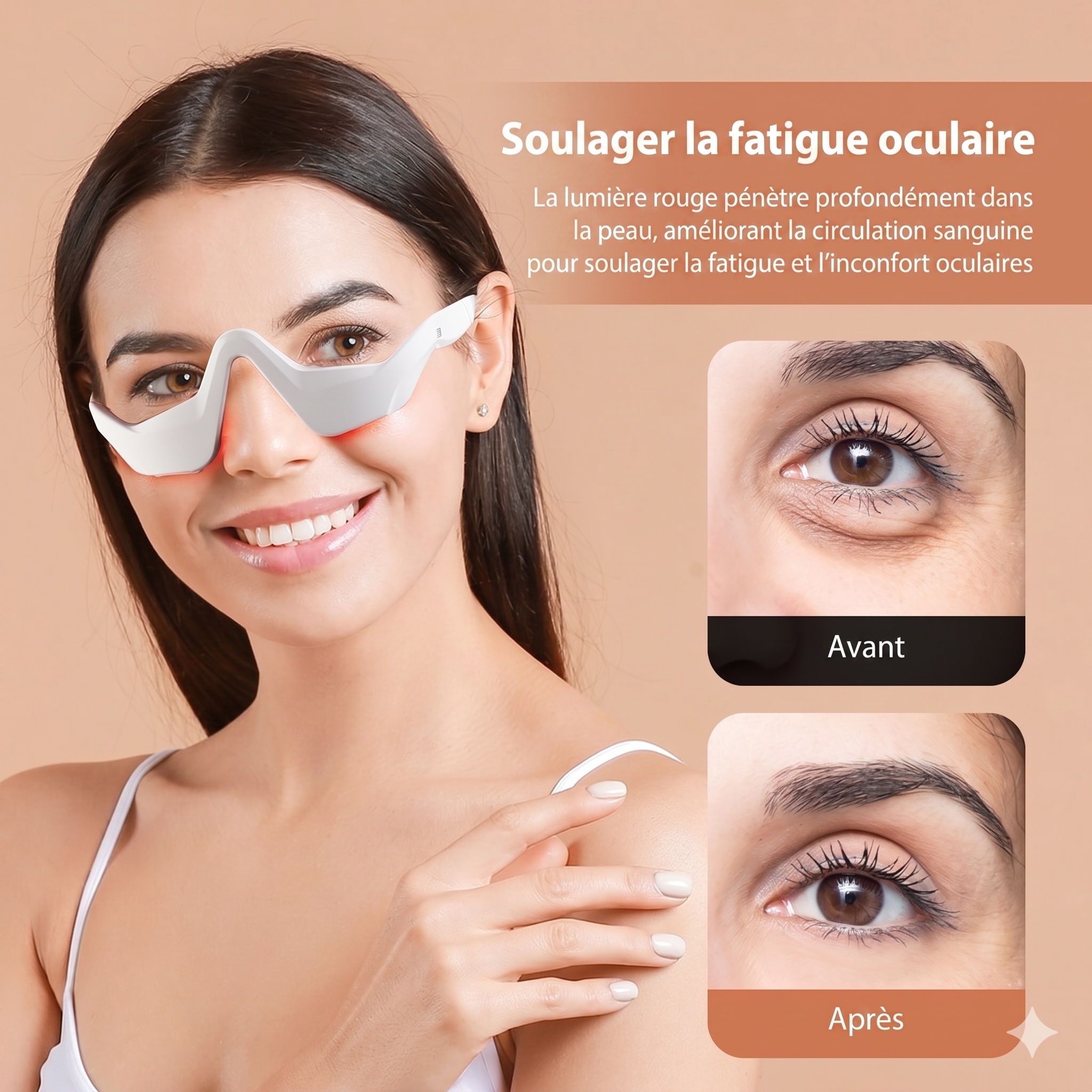 Appareil de massage oculaire EMS à lumière rouge pour les cernes et les rides