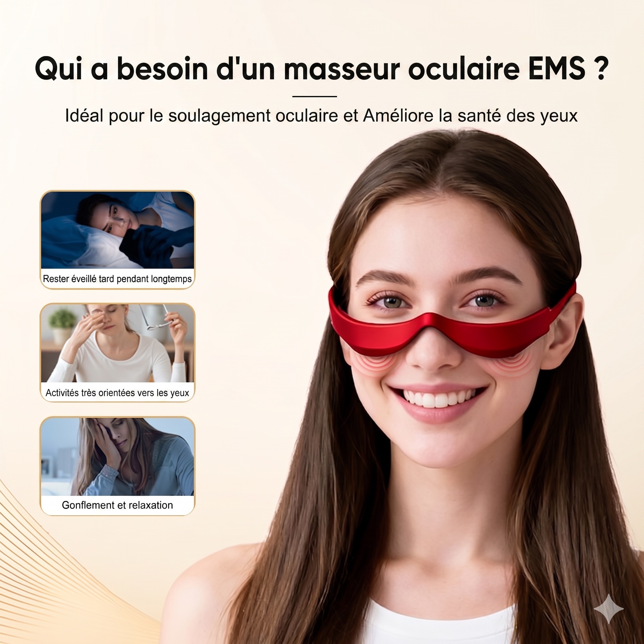 Appareil de massage oculaire EMS à lumière rouge - Revitalisez vos yeux, un plaisir quotidien