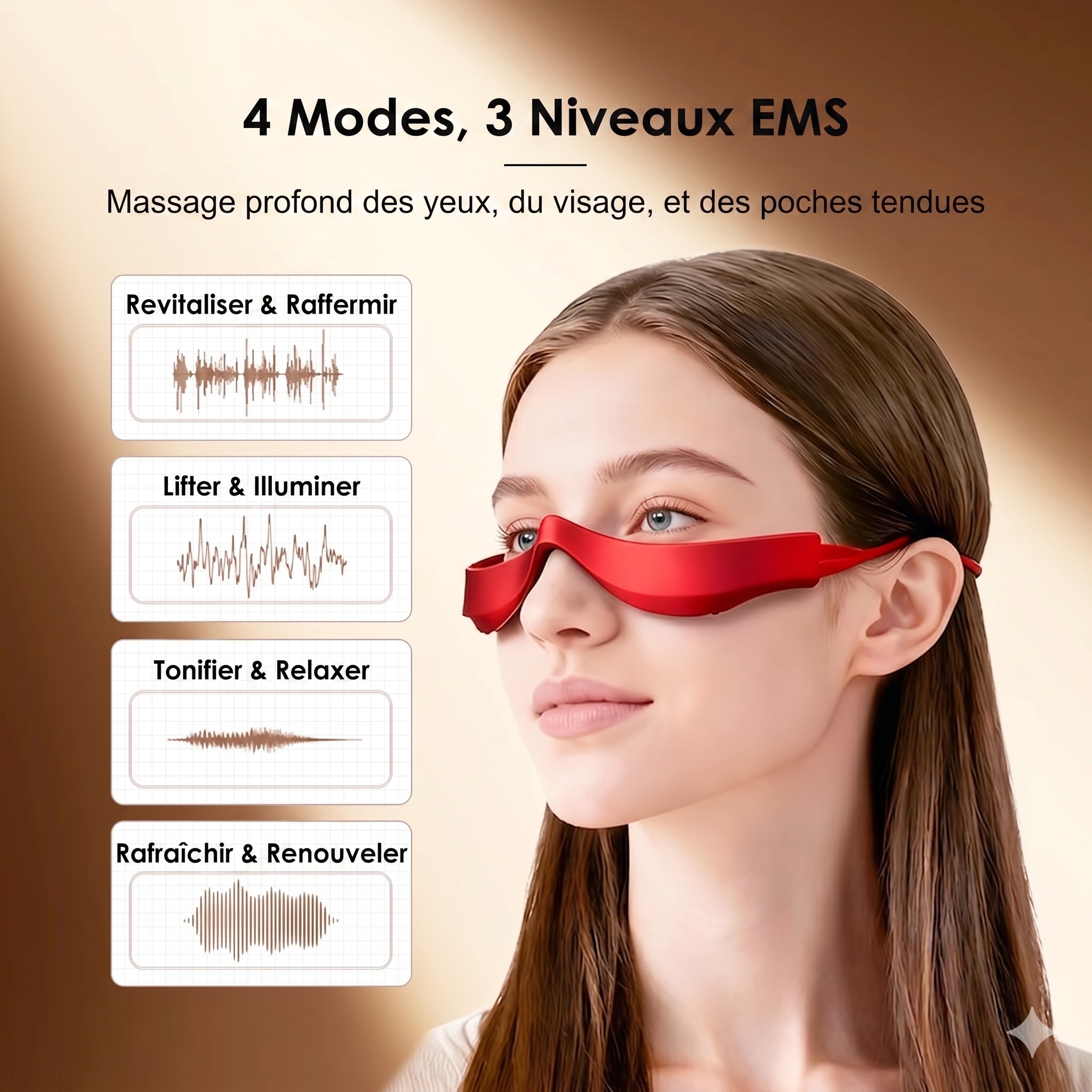 Appareil de massage oculaire EMS à lumière rouge - Revitalisez vos yeux, un plaisir quotidien