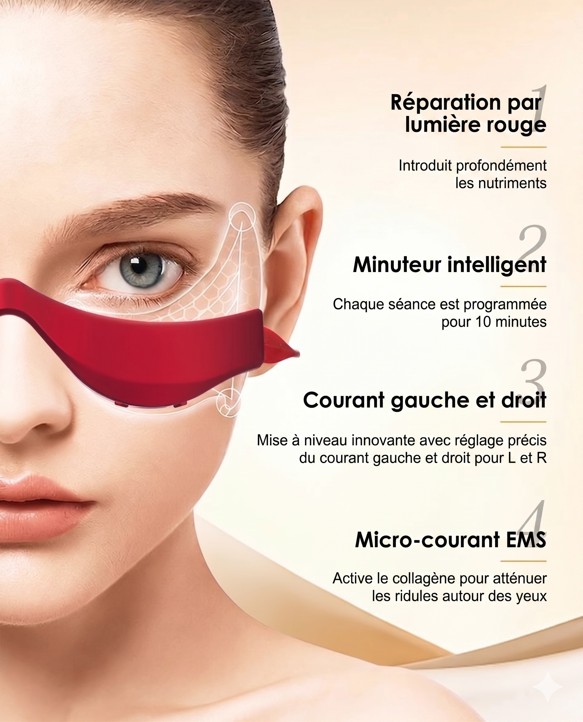 Appareil de massage oculaire EMS à lumière rouge - Revitalisez vos yeux, un plaisir quotidien