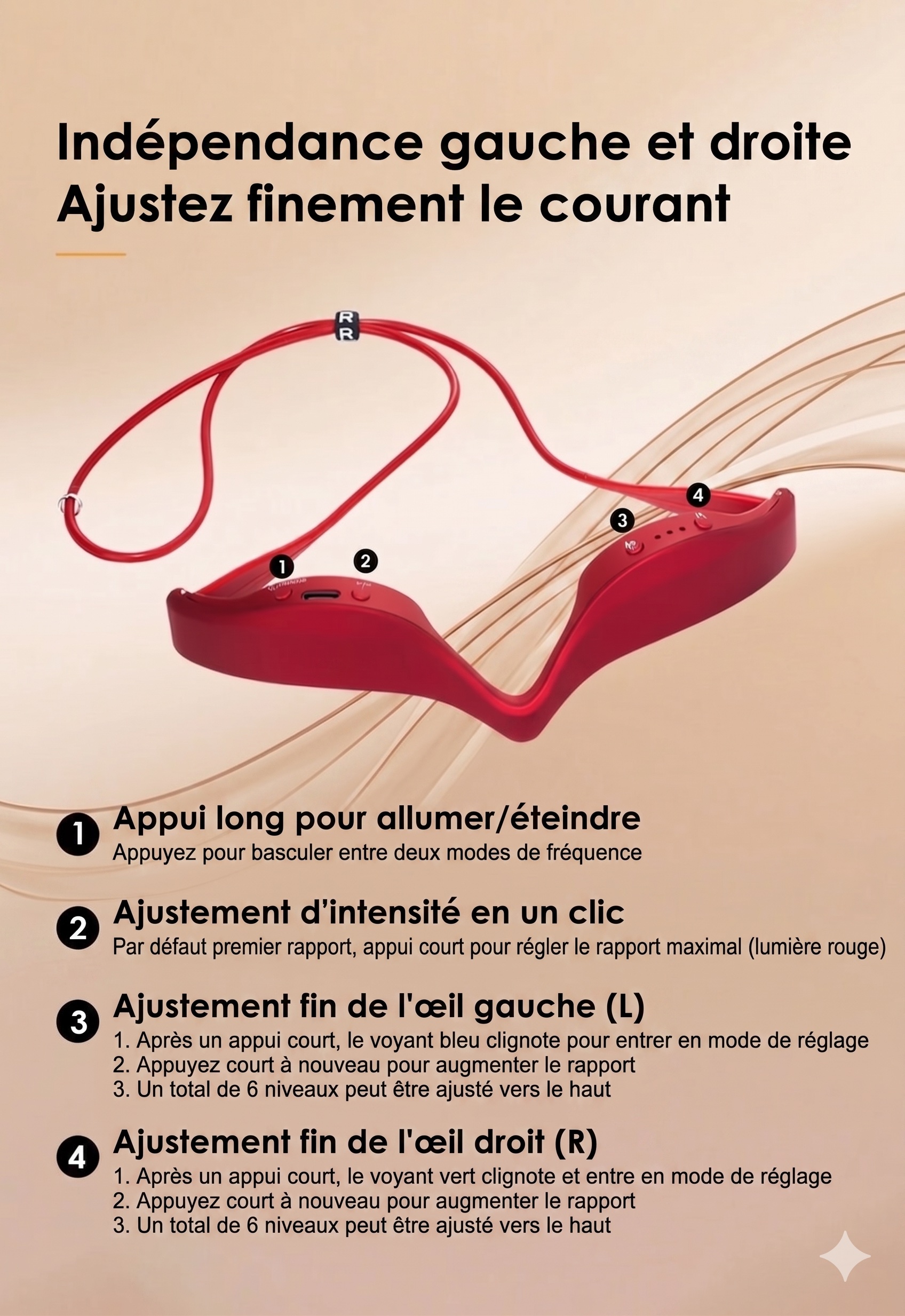 Appareil de massage oculaire EMS à lumière rouge - Revitalisez vos yeux, un plaisir quotidien