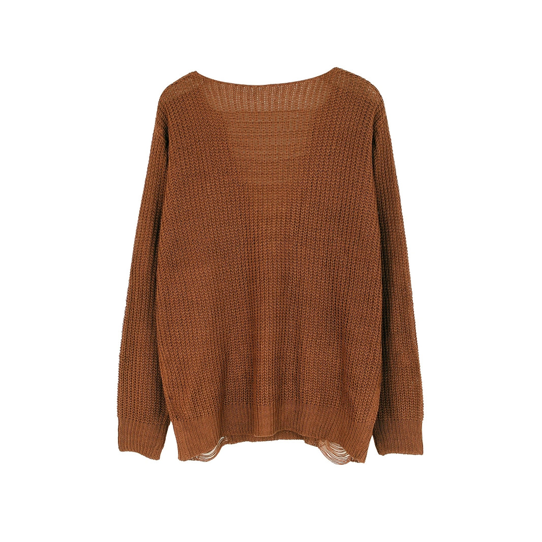 Knit Top Long Sleeve Lightweight Hollow Out Spring Summer SSU-00052