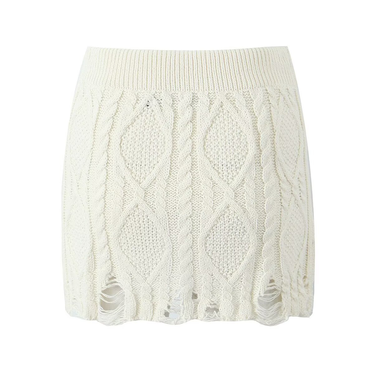 Falda midi de punto - Elegante crochet hueco Y2K KUN-00019