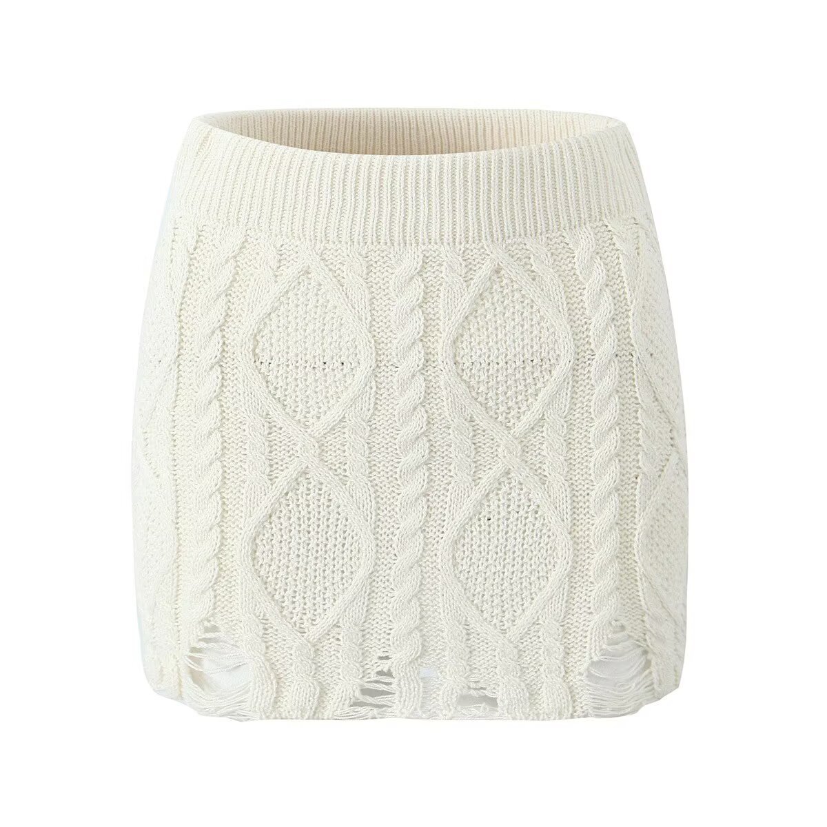 Falda midi de punto - Elegante crochet hueco Y2K KUN-00019