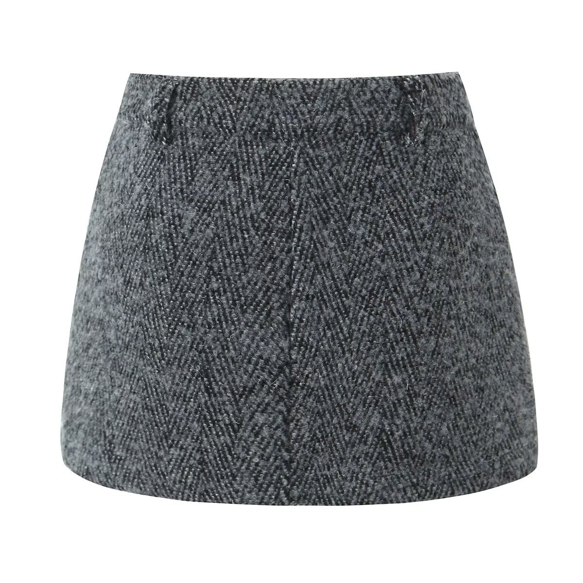 Wool A-Line Skirt High Waist Elegant Mini Skirt KUN-00017