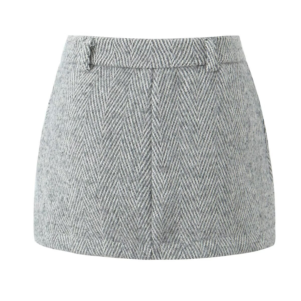 Wool A-Line Skirt High Waist Elegant Mini Skirt KUN-00017