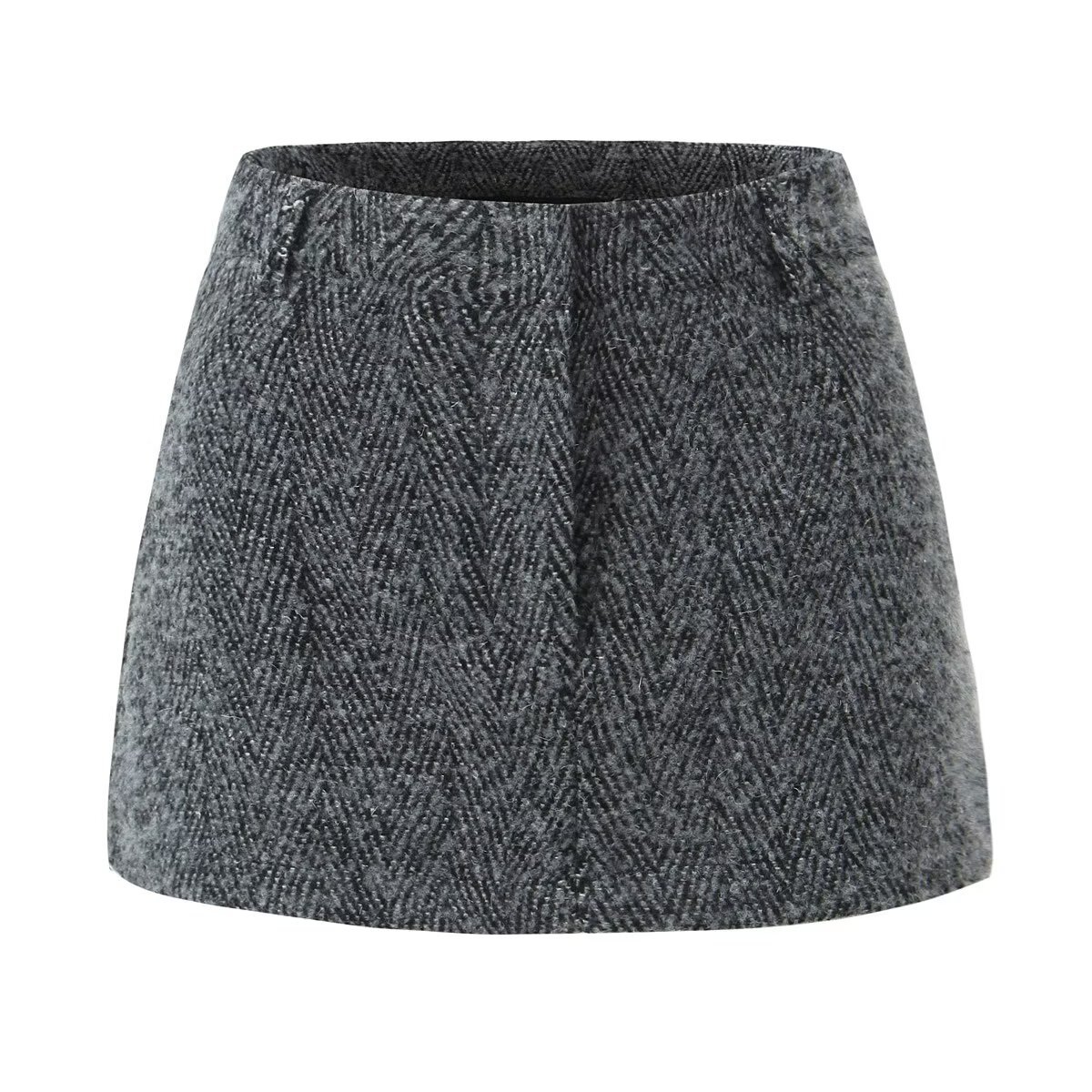 Wool A-Line Skirt High Waist Elegant Mini Skirt KUN-00017