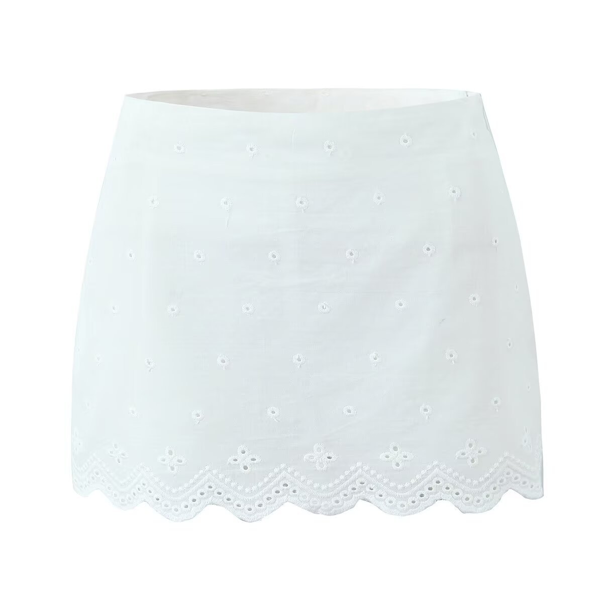 Conjunto de top halter y minifalda de crochet hecho a mano KUN-00003