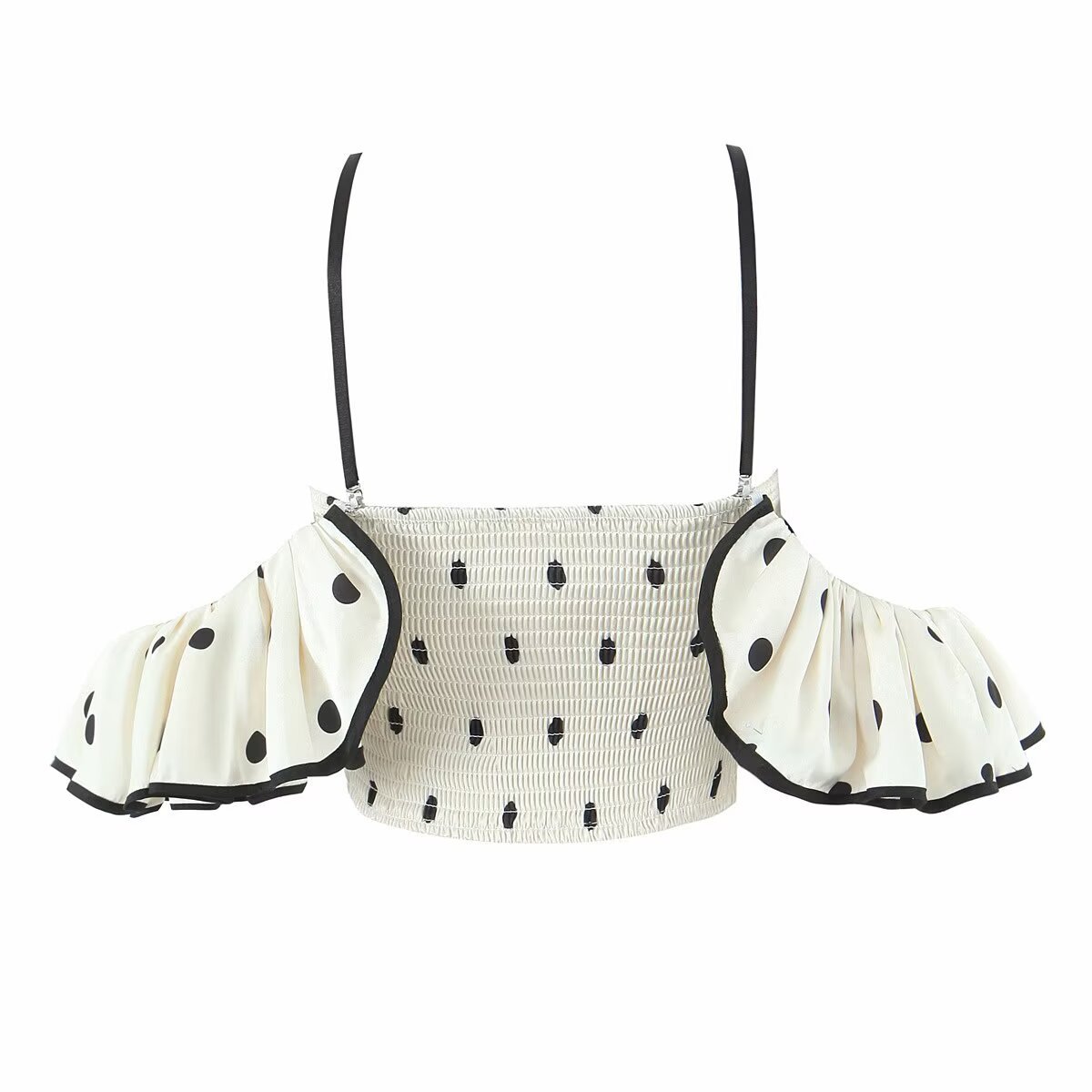 Women's Polka Dot Ruffle Cami Top - Retro Chic KUN-00130