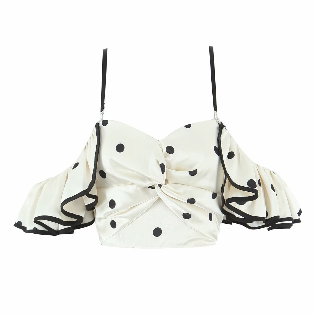 Women's Polka Dot Ruffle Cami Top - Retro Chic KUN-00130