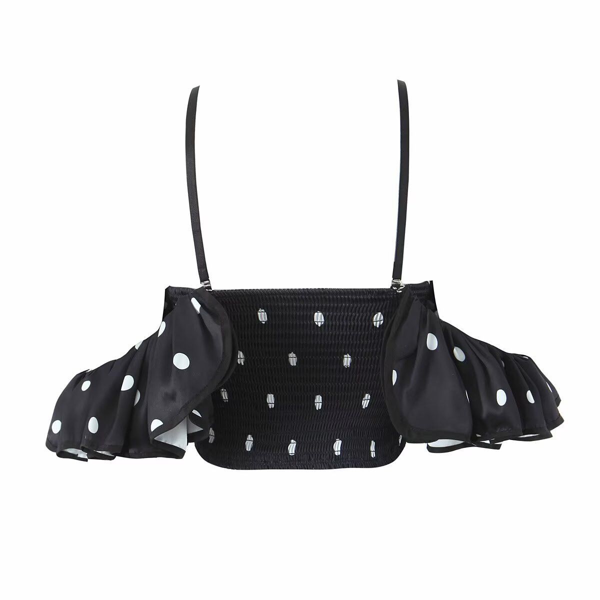Women's Polka Dot Ruffle Cami Top - Retro Chic KUN-00130