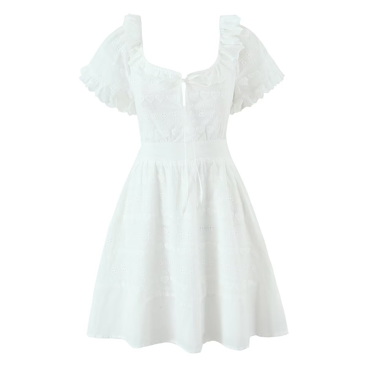 Vestido bordado con espalda descubierta y patchwork de encaje KUN-00110