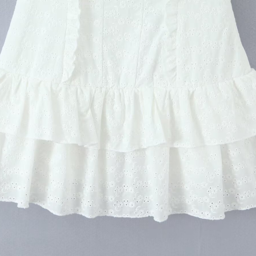 Dames mini-jurk met ruches en mouwen, klassiek chic KUN-00014