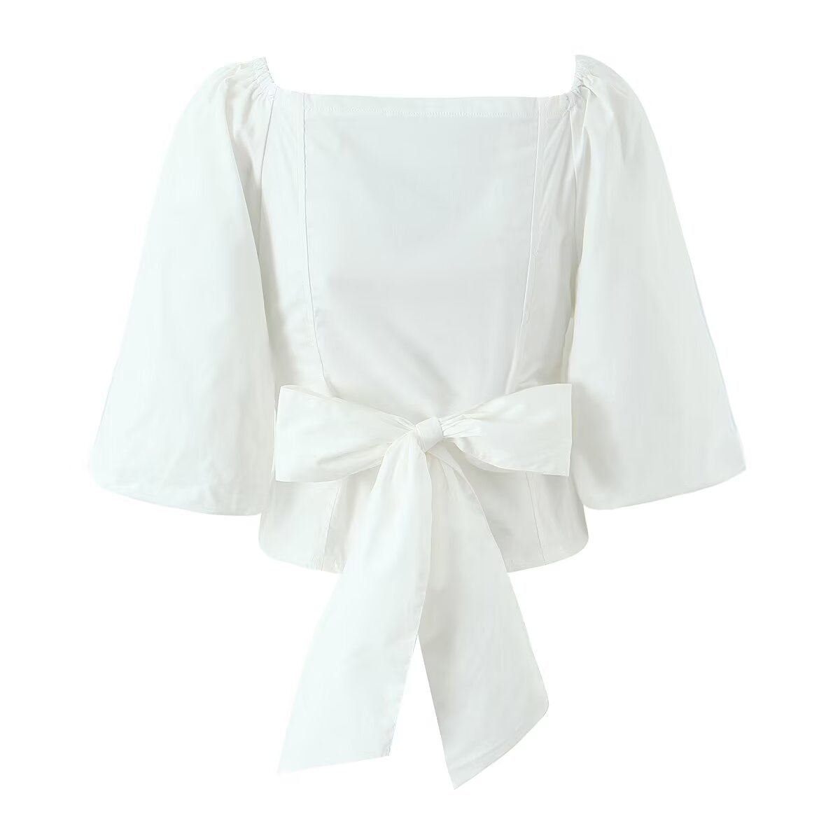 Bow Bubble Sleeve Blouse Corset Top KUN-00077