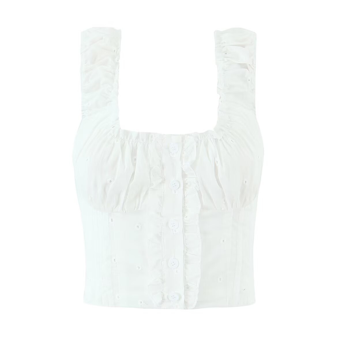 Embroidered Ruffle Tank Top Y2K Sexy Cami KUN-00005