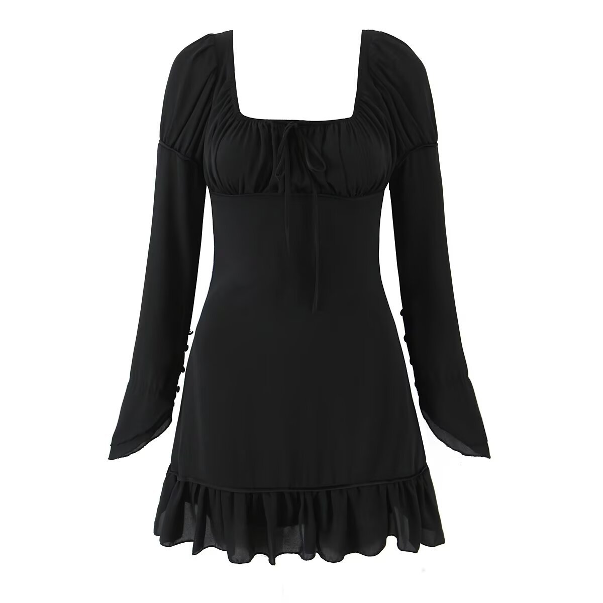 Women's Classic Square Neck Long Sleeve Dress KUN-00161