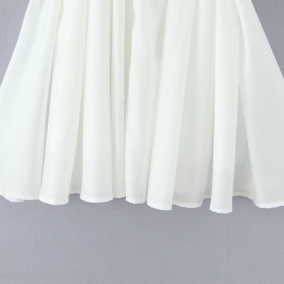 White Ruffle Dress Elegant Summer Sundress KUN-00124