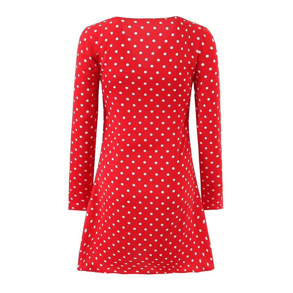 Vestido informal de manga larga con lunares rojos para mujer KUN-00076