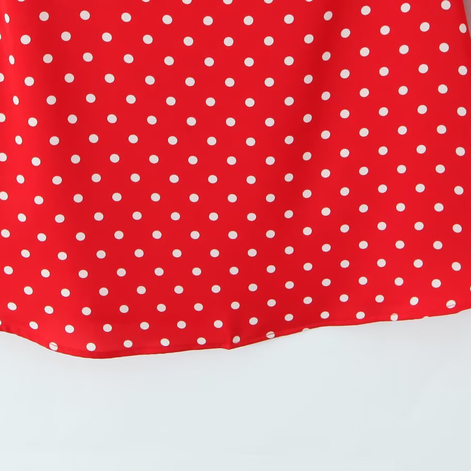 Vestido informal de manga larga con lunares rojos para mujer KUN-00076