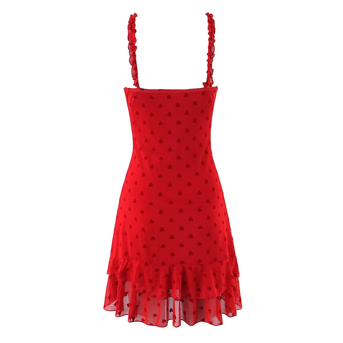Mini Dress Low Cut Ruffle Strap Vintage Fashion KUN-00125