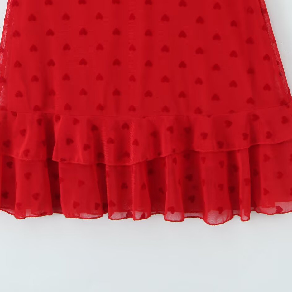 Mini Dress Low Cut Ruffle Strap Vintage Fashion KUN-00125