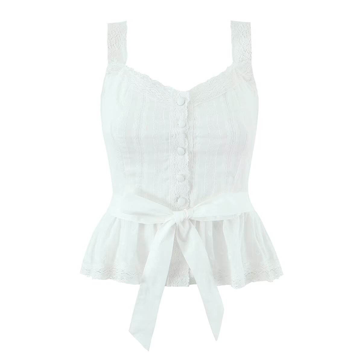 Lace-Up Cami Top Chic Trendy Versatile KUN-00083