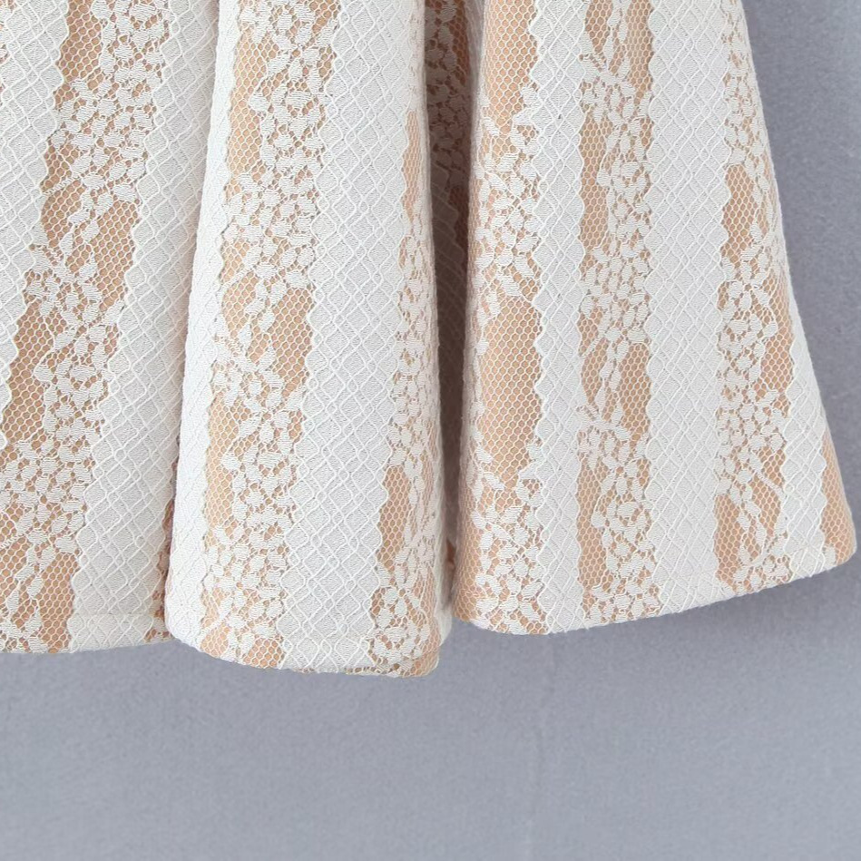 Kanten camisolejurk - Franse stijl, slankere midi-lengte KUN-00097