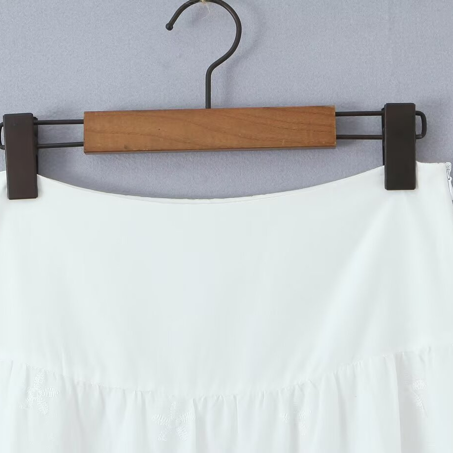 Embroidered Lace Midi Skirt Elegant A-Line KUN-00008