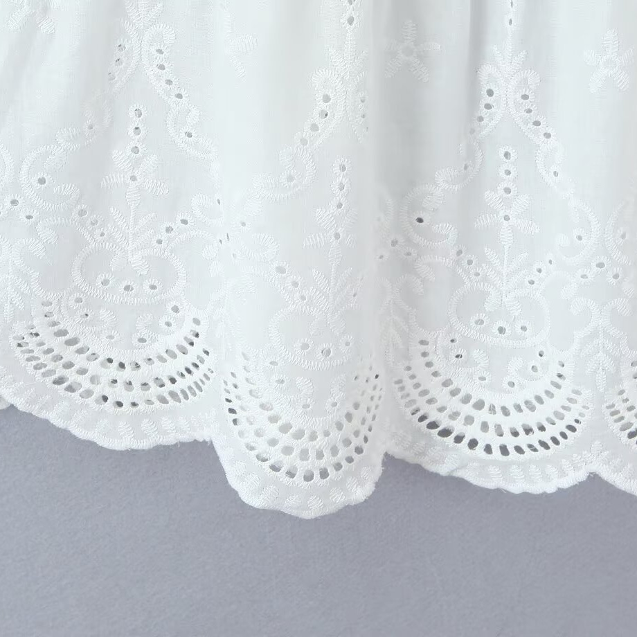 Embroidered Lace Midi Skirt Elegant A-Line KUN-00008