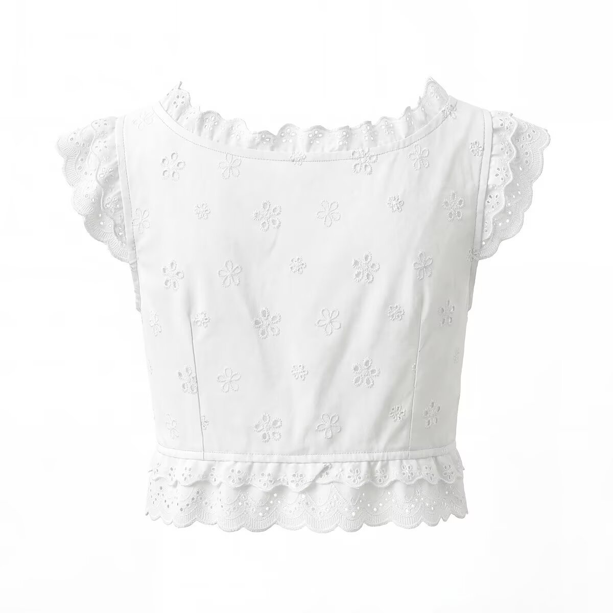 Embroidered Lace Crop Top & Skirt Set - Bohemian Style KUN-00070