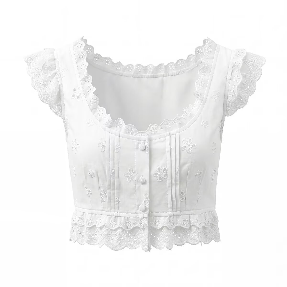 Embroidered Lace Crop Top & Skirt Set - Bohemian Style KUN-00070