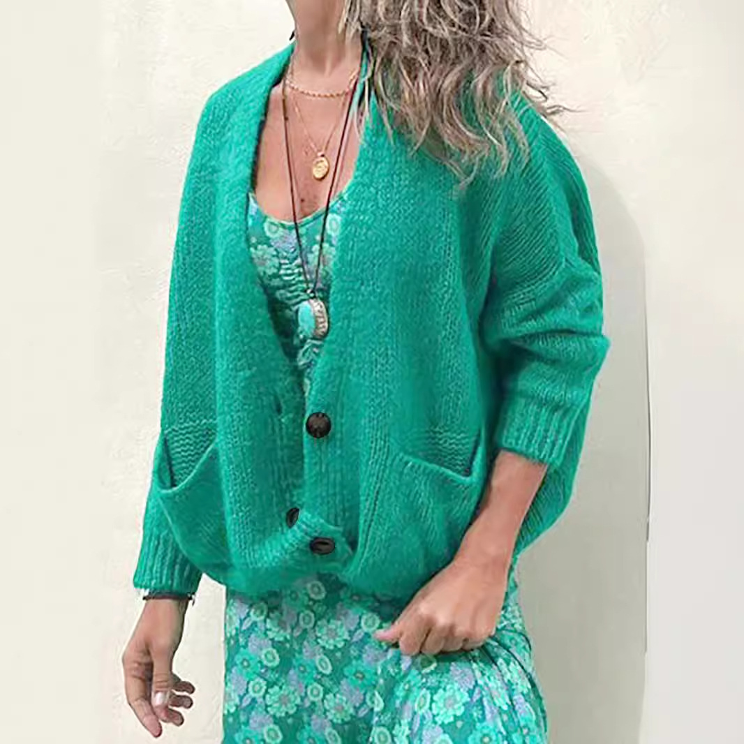 Knit Cardigan Sweater Women V-Neck Long Sleeve Open Front Top