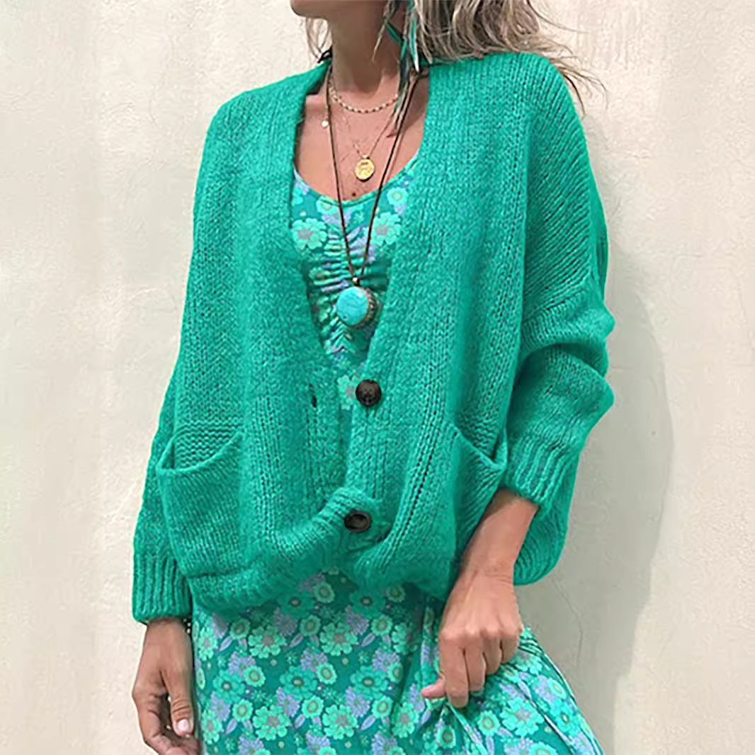 Knit Cardigan Sweater Women V-Neck Long Sleeve Open Front Top