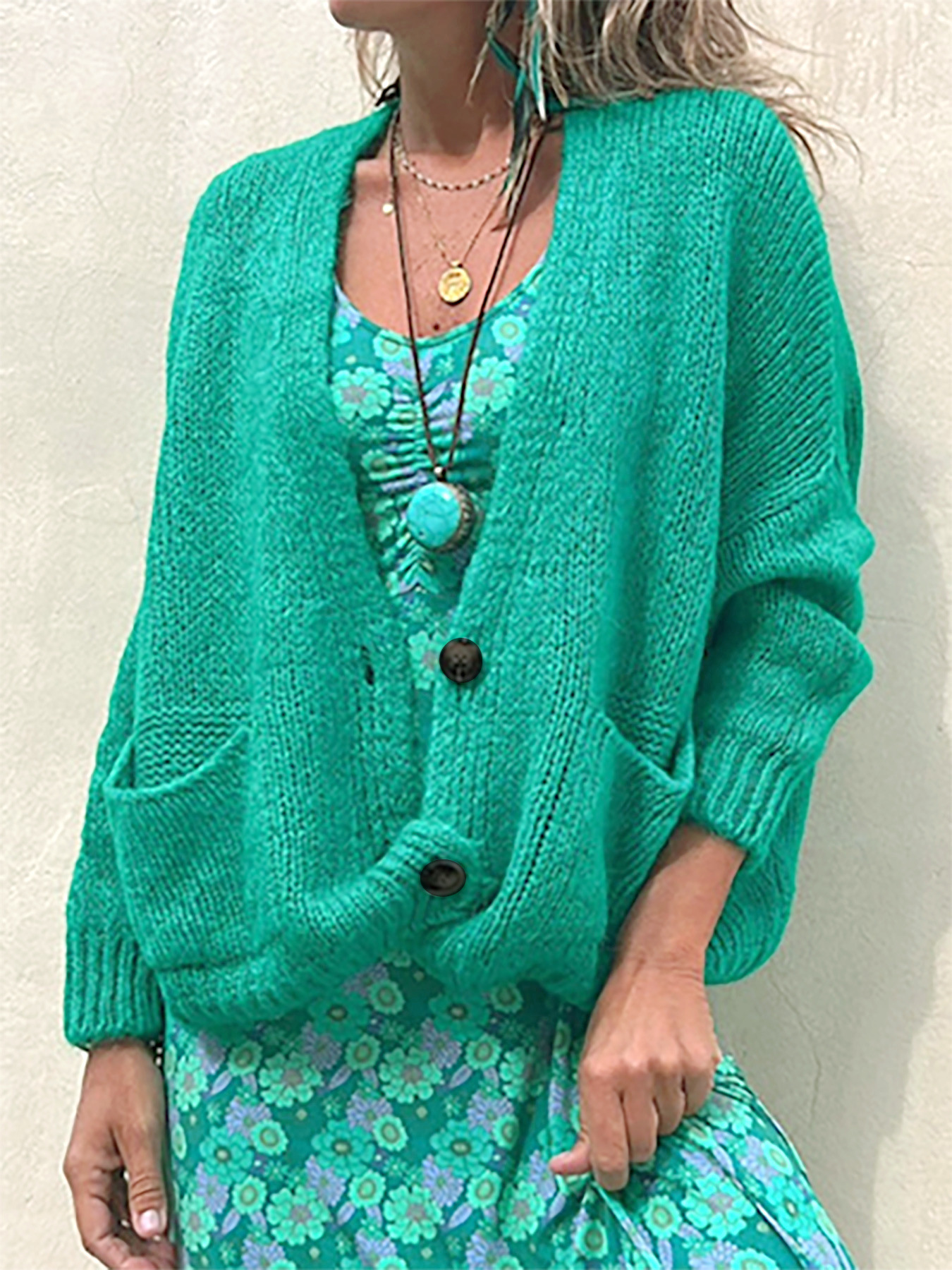 Knit Cardigan Sweater Women V-Neck Long Sleeve Open Front Top